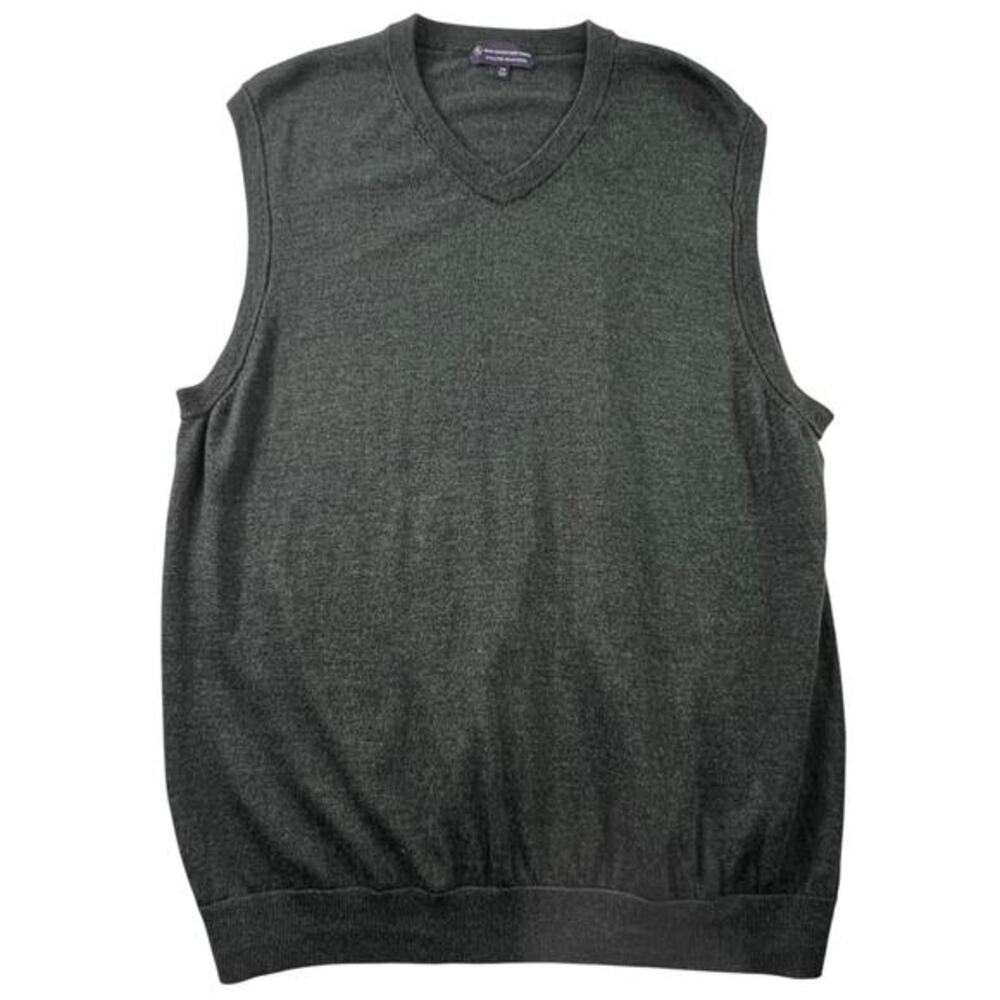 Hart Schaffner Marx Sweater Vest Mens‎ 2XB Green Merino Wool V-Neck Big & Tall